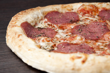 Delicious fresh salami pizza