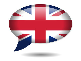 UK Flag Speech Bubble Icon (English Language Version Web Button)