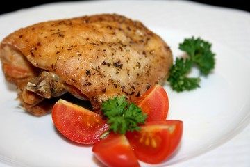 Pouletoberschenkel gebraten