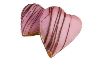 Two heart shaped donuts