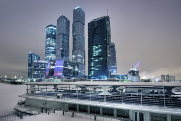 Naklejka premium Skyscrapers of Moscow in the winter