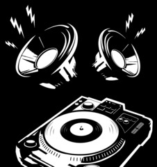 player and speakers vector illustration