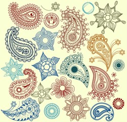 Paisley and flowers set