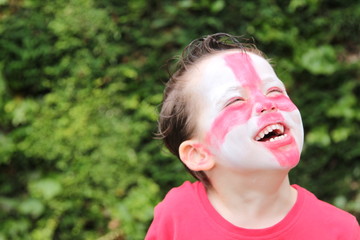 Boy with England Flag Painted on Face