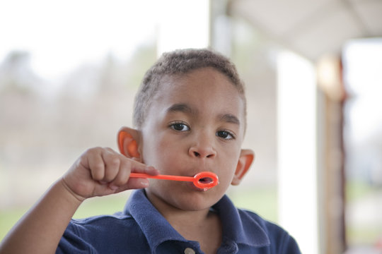 Multi-racial boy at the park