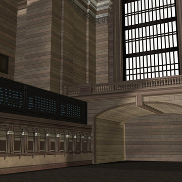 An Empty Central Station. 3D rendering with clipping path and sh