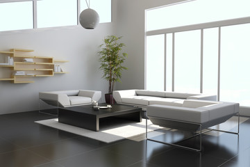 3d render modern living room