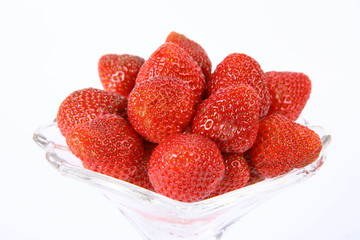 Strawberries in a glass cup in close up