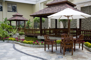 Patio with table and chairs