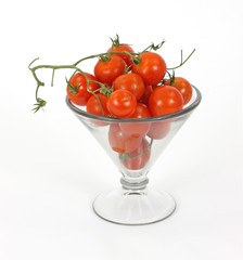 Fresh vine tomatoes in a large martini glass