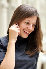 Fototapeta premium Closeup woman with mobile telephone