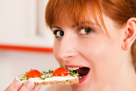 Healthy Eating - Woman With Crispbread