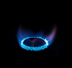 Blue flames from gas burner