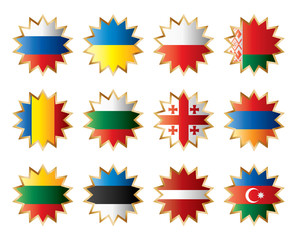 Star flags East Europe. Separated layers with country name.