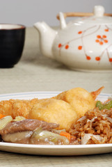 chinese food with tea set
