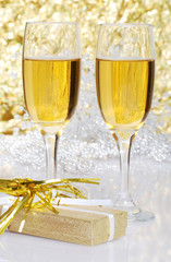 champagne with a gift