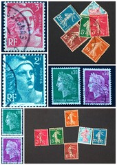 Timbres Marianne et Semeuse