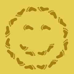 Smiling from traces on sand