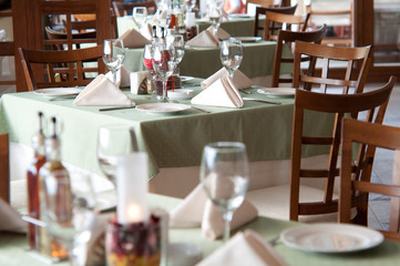 Dining tables ready for customers