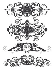 Set of 4 decorative vintage headers. Vector illustration.