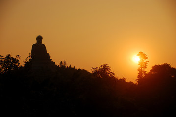 Fototapeta premium Buddha at sunset, Po Lin, Hongkong