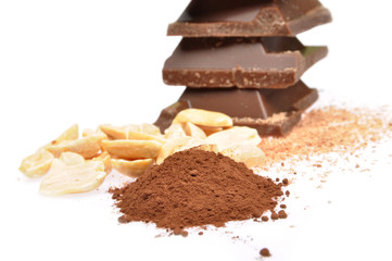 chocolate, cocoa and hazelnuts