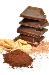Chocolate, cocoa and hazelnuts