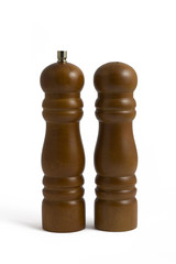 Wooden pepper grinder and saltcellar