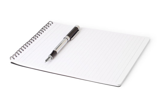 A steno notebook and a fountain pen.