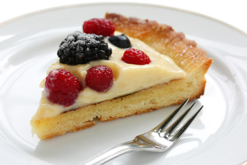 Fresh Fruit Tart on white background