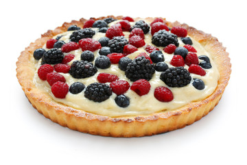 Fresh Fruit Tart on white background
