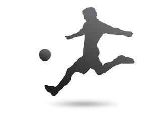 Calciatore tiro pallone in corsa