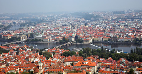 Prag, Stadt Ansicht vom Aussichtsturm Petrin