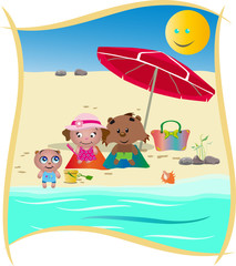 Obraz na płótnie Canvas famiglia in spiaggia