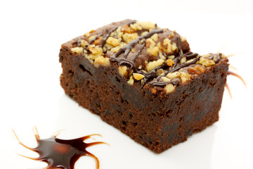 cake truffle with black chocolate sauce