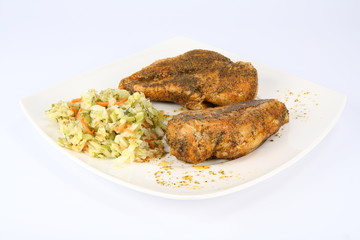 Roasted chickenbreasts with a salad
