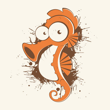 seepferdchen fisch cartoon vintage lustig