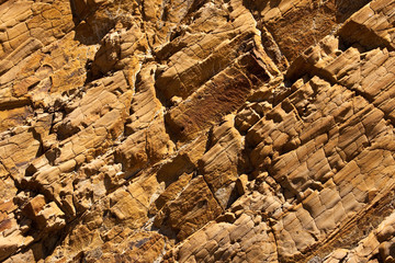 View of the layers of weathered rock