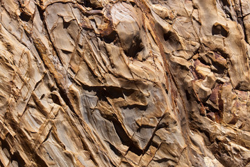 View of the layers of weathered rock