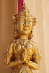 buddhist art on pillar of temple, Wat Ku Ka Singh, Roi-Et