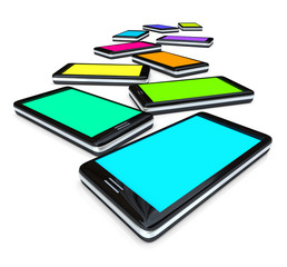 Obraz na płótnie Canvas Smartfony - Array kolorowych ekranów