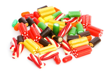 Colourful sweets isolated on the white background