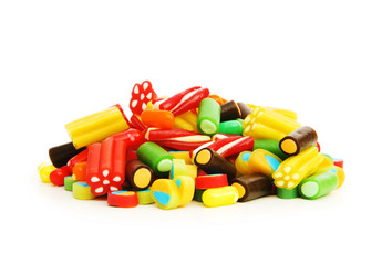 Colourful sweets isolated on the white background
