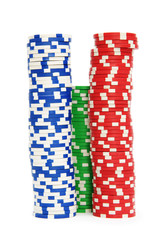 Casino chips isolated on the white background