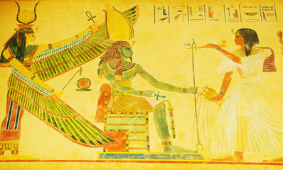 Egyptian concept with drawings on the wall