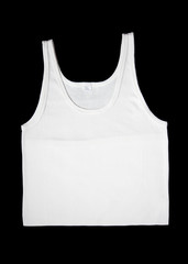 men white sleeveless underwear isolated at black background