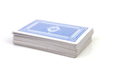 deck of cards over white background