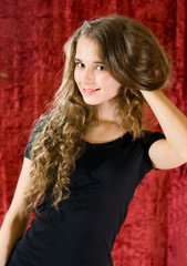 Fototapeta premium Lovely girl in black dress