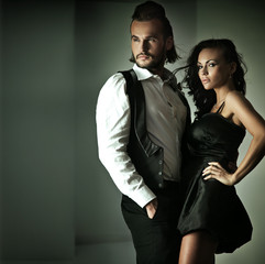 Fashion style photo of a cute couple