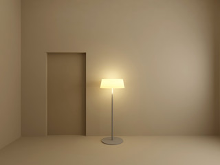Floorlamp in empty room.